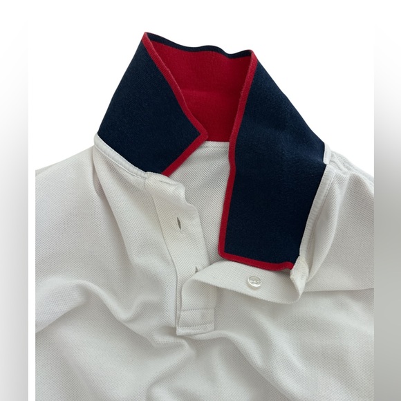 Gucci Men White Polo Shirt with Navy Collar and Striped Trim XL - Picture 13 of 16